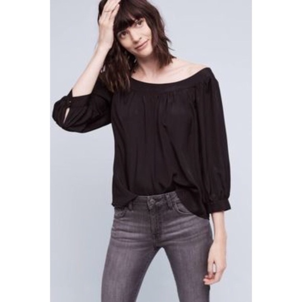 Anthropologie Maeve Black Off The Shoulder Top